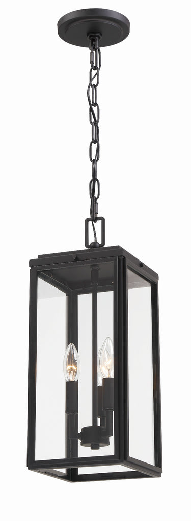 ##Antique Hardware## Byron 3 Light Matte Black Outdoor Pendant