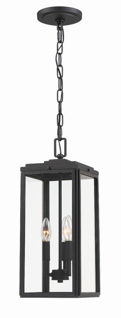 ##Antique Hardware## Byron 3 Light Matte Black Outdoor Pendant