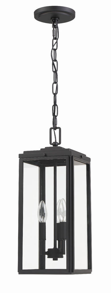 ##Antique Hardware## Byron 3 Light Matte Black Outdoor Pendant