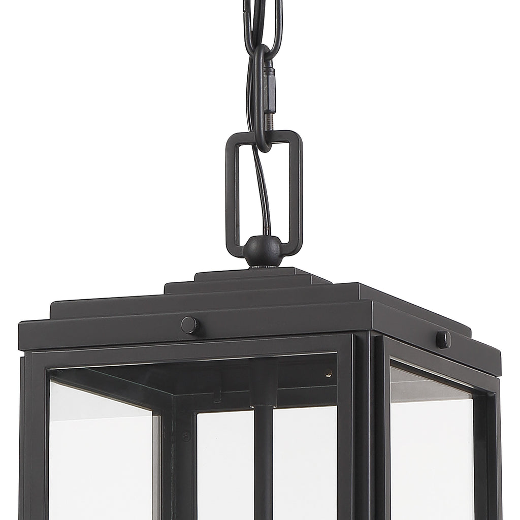 ##Antique Hardware## Byron 3 Light Matte Black Outdoor Pendant