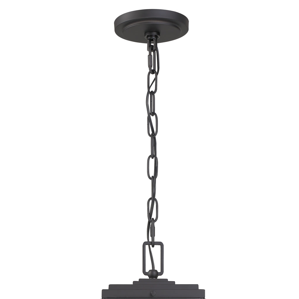 ##Antique Hardware## Byron 3 Light Matte Black Outdoor Pendant