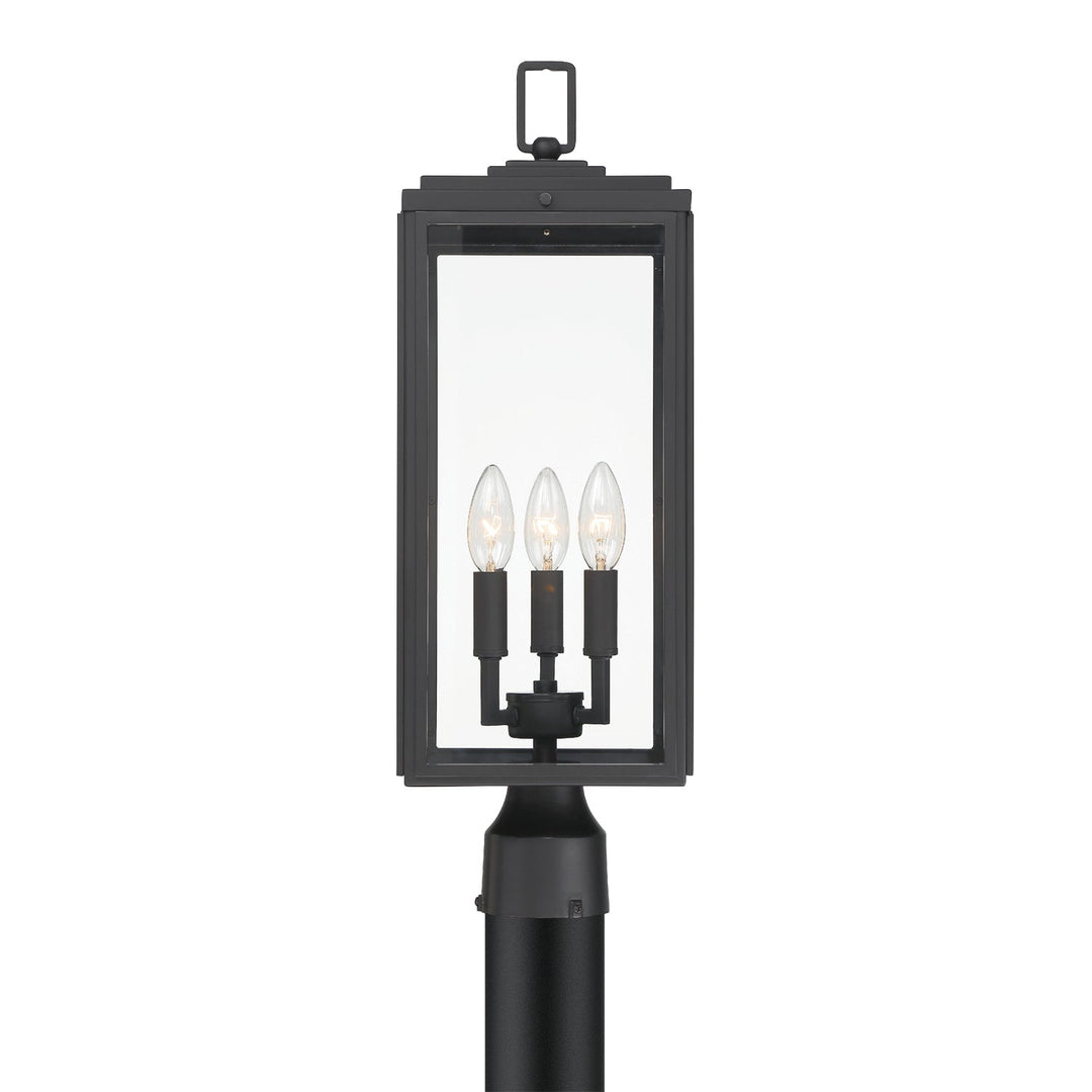##Antique Hardware## Byron 3 Light Matte Black Outdoor Post