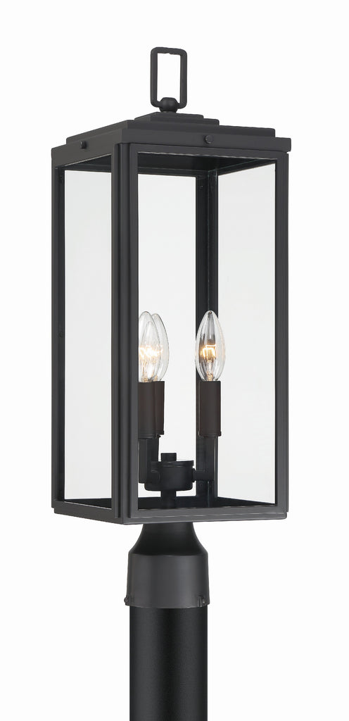 ##Antique Hardware## Byron 3 Light Matte Black Outdoor Post