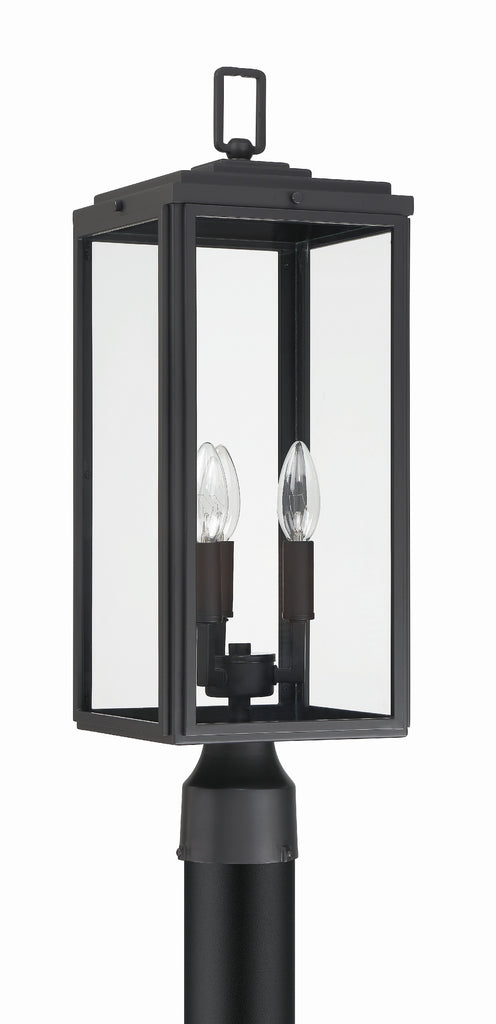 ##Antique Hardware## Byron 3 Light Matte Black Outdoor Post