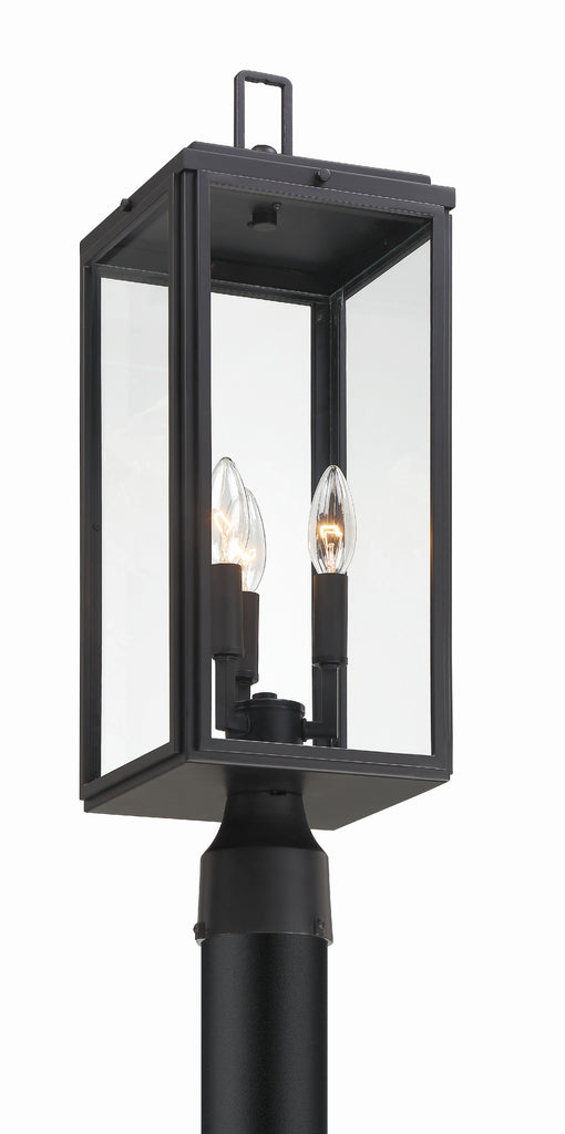 ##Antique Hardware## Byron 3 Light Matte Black Outdoor Post