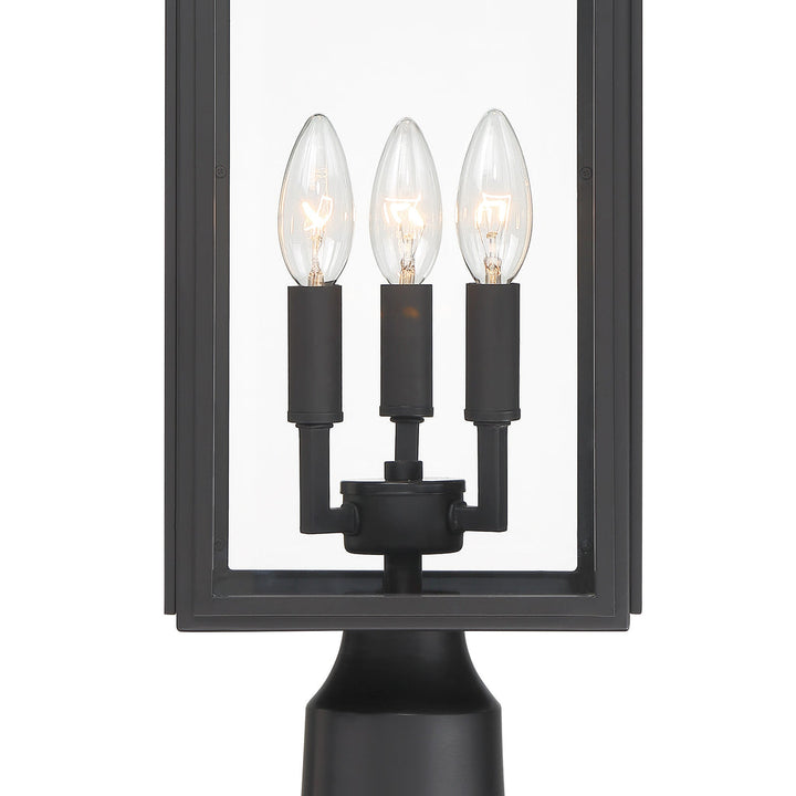 ##Antique Hardware## Byron 3 Light Matte Black Outdoor Post