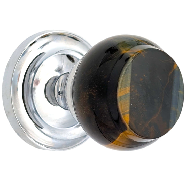 ##Antique Hardware## Magnifique™ Classic Door Set with Blue Tiger Eye Knobs (Several Finishes Available)