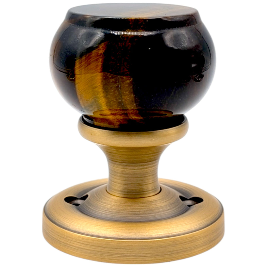 ##Antique Hardware## Magnifique™ Classic Door Set with Blue Tiger Eye Knobs (Several Finishes Available)