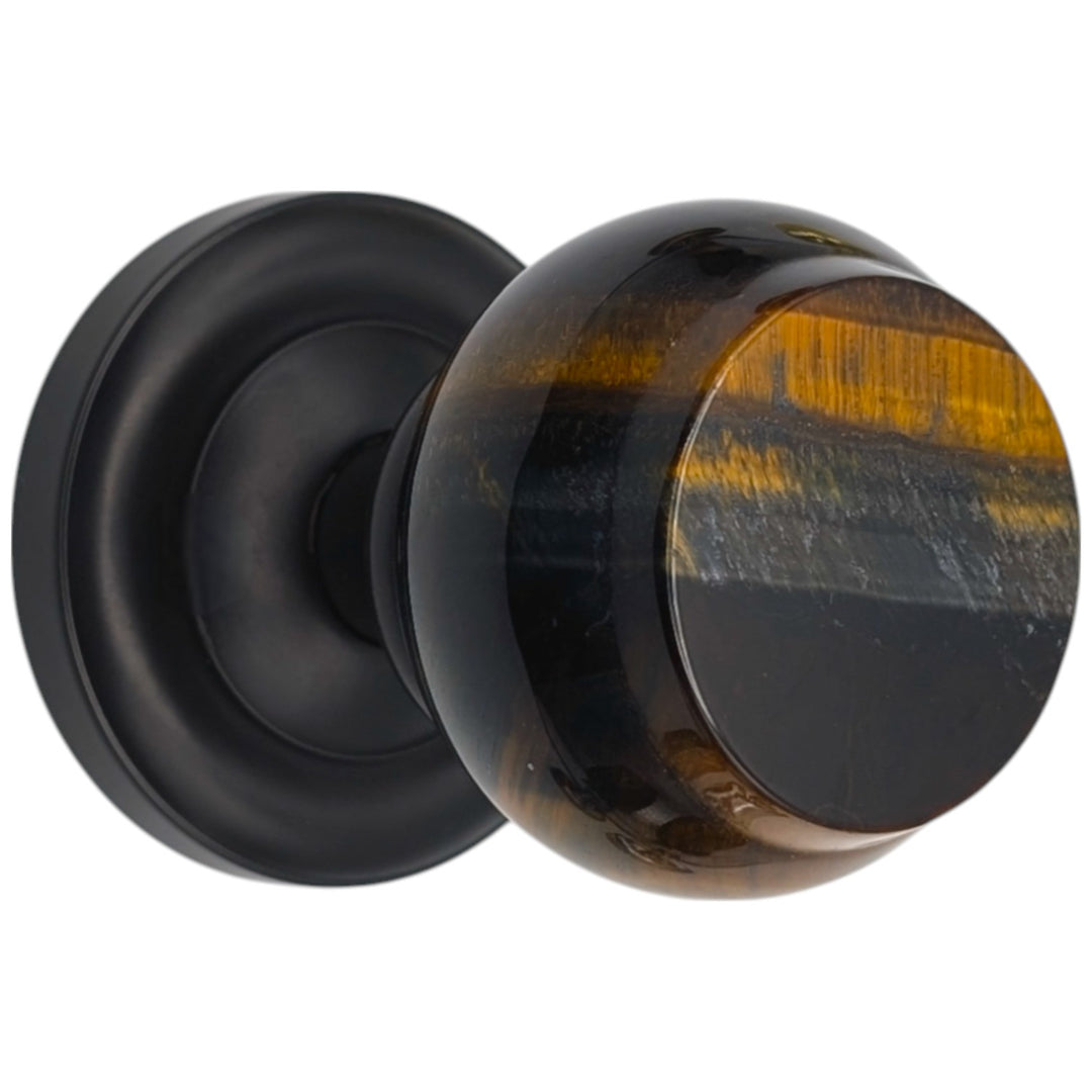 ##Antique Hardware## Magnifique™ Classic Door Set with Blue Tiger Eye Knobs (Several Finishes Available)