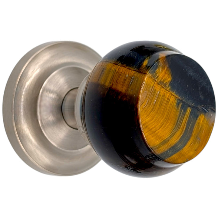 ##Antique Hardware## Magnifique™ Classic Door Set with Blue Tiger Eye Knobs (Several Finishes Available)