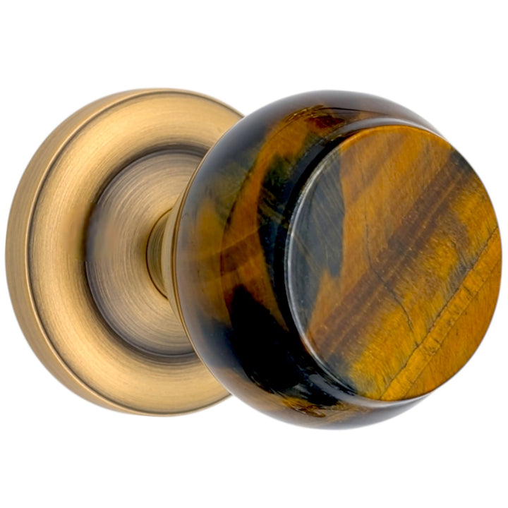 ##Antique Hardware## Magnifique™ Classic Door Set with Blue Tiger Eye Knobs (Several Finishes Available)
