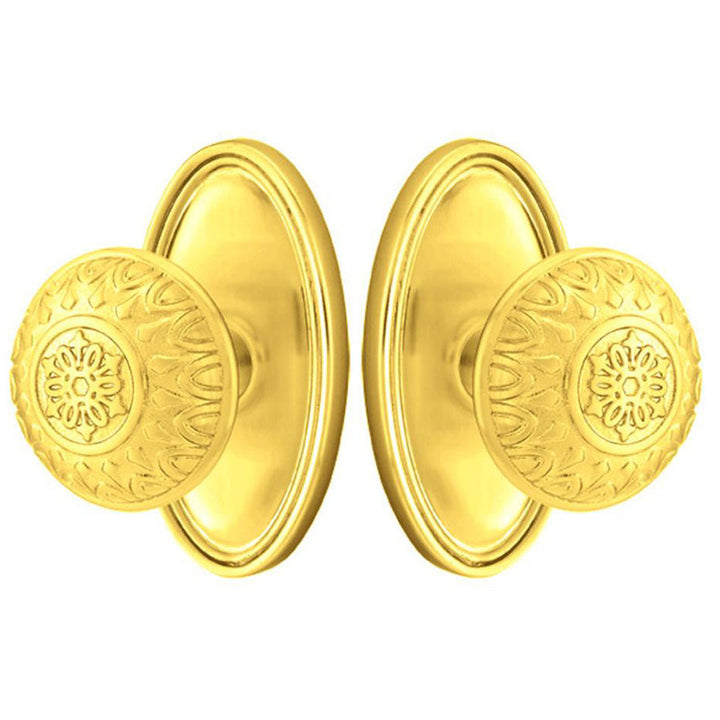 ##Antique Hardware## Solid Brass Lancaster Door Knob Set With Oval Rosette (Several Finish Options)