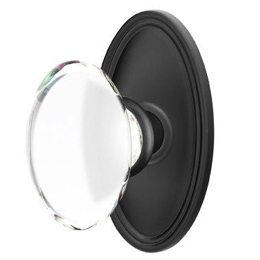 ##Antique Hardware## Crystal Hampton Door Knob Set With Oval Rosette (Several Finish Options)