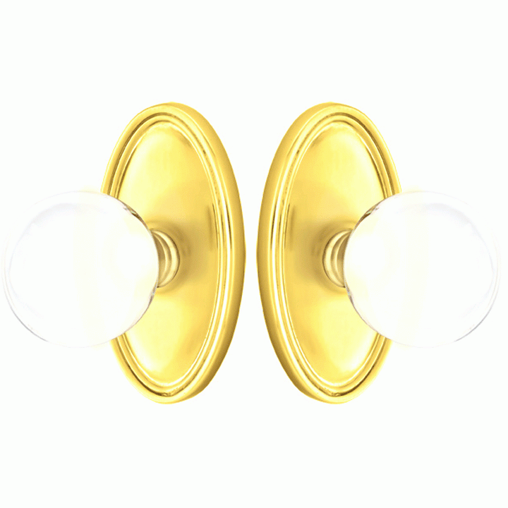 ##Antique Hardware## Crystal Bristol Door Knob Set With Oval Rosette (Several Finish Options)