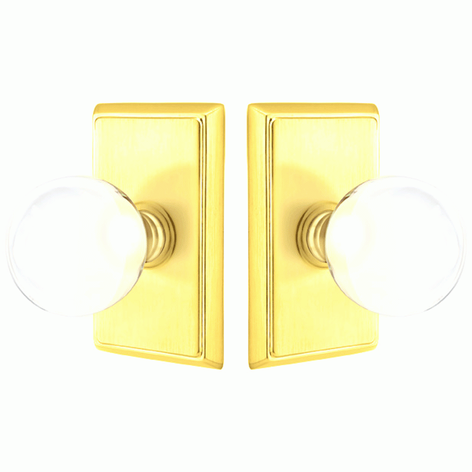 ##Antique Hardware## Crystal Bristol Door Knob Set With Rectangular Rosette (Severl Finish Options)