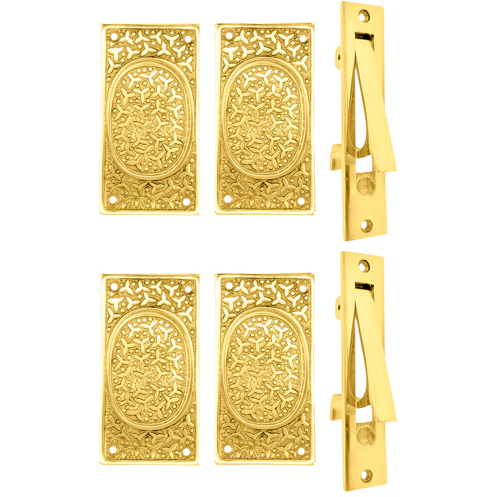 Rice Pattern Pocket Door Set (Several Finishes Available)