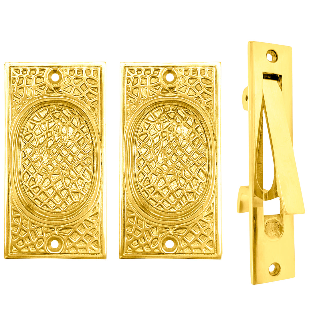 Arts & Crafts Pattern Pocket Door Set (Several Finishes Available)