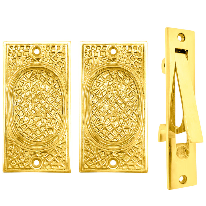 Arts & Crafts Pattern Pocket Door Set (Several Finishes Available)