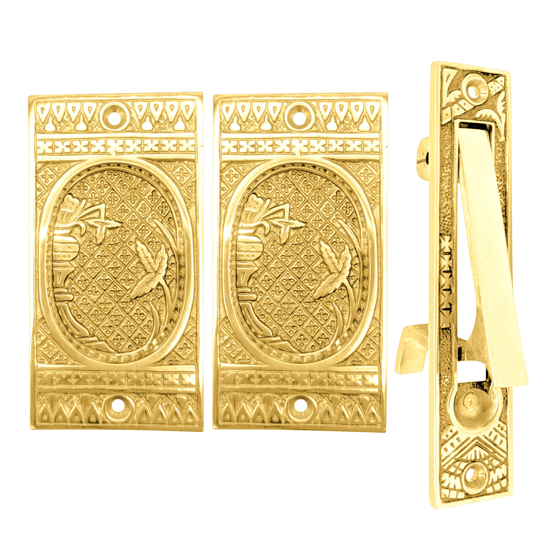 Broken Leaf Pattern Pocket Door Set (Several Finishes Available)