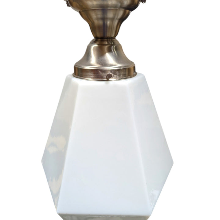 ##Antique Hardware## Geometric Faceted Glass Semi-Flush Fancy Light (Several Finishes Available)