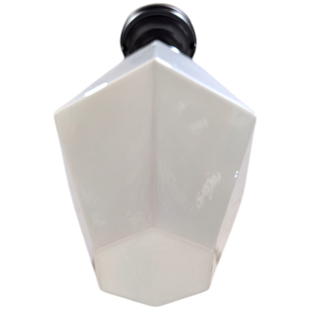 ##Antique Hardware## Geometric Faceted Glass Semi-Flush Fancy Light (Several Finishes Available)