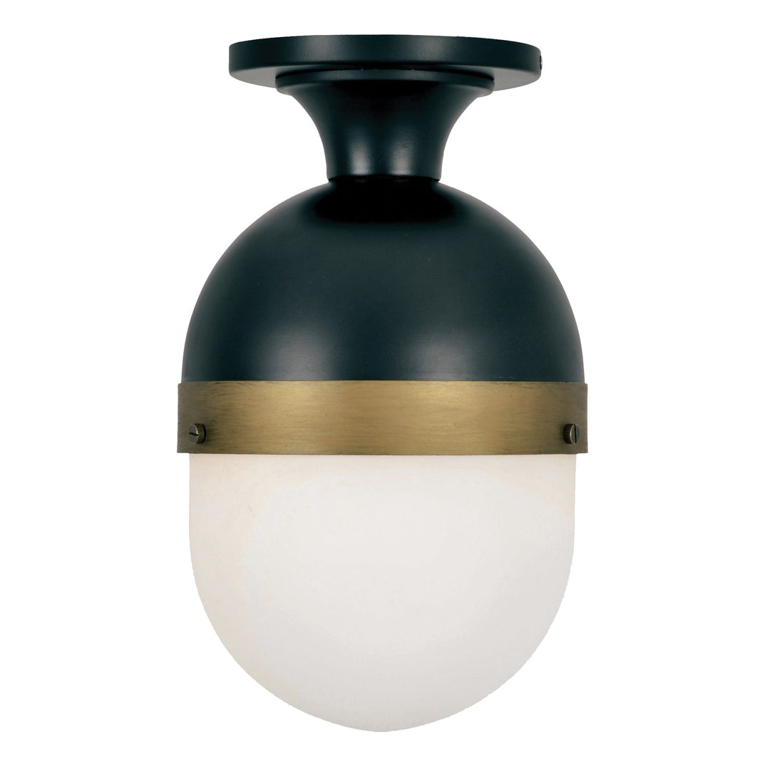 ##Antique Hardware## Brian Patrick Flynn Capsule 1 Light Matte Black + Textured Gold Outdoor Semi Flush Mount