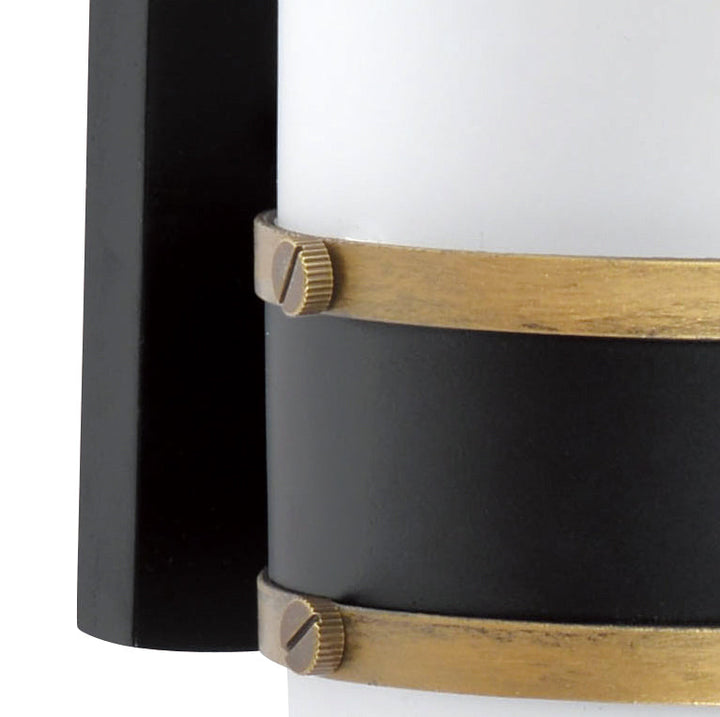 ##Antique Hardware## Brian Patrick Flynn Capsule 1 Light Matte Black + Textured Gold Outdoor Sconce
