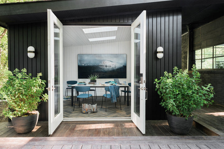 ##Antique Hardware## Brian Patrick Flynn Capsule 1 Light Matte Black + Textured Gold Outdoor Sconce