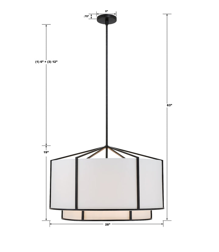 ##Antique Hardware## Carlyn 6 Light Black Chandelier