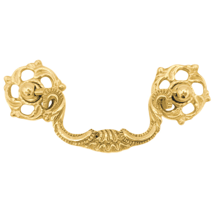 4 1/2 Inch Beaded Victorian Bail Pull with Leaf Mount