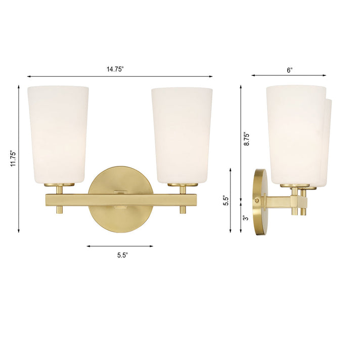 ##Antique Hardware## Colton 2 Light Aged Brass Bathroom Vanity