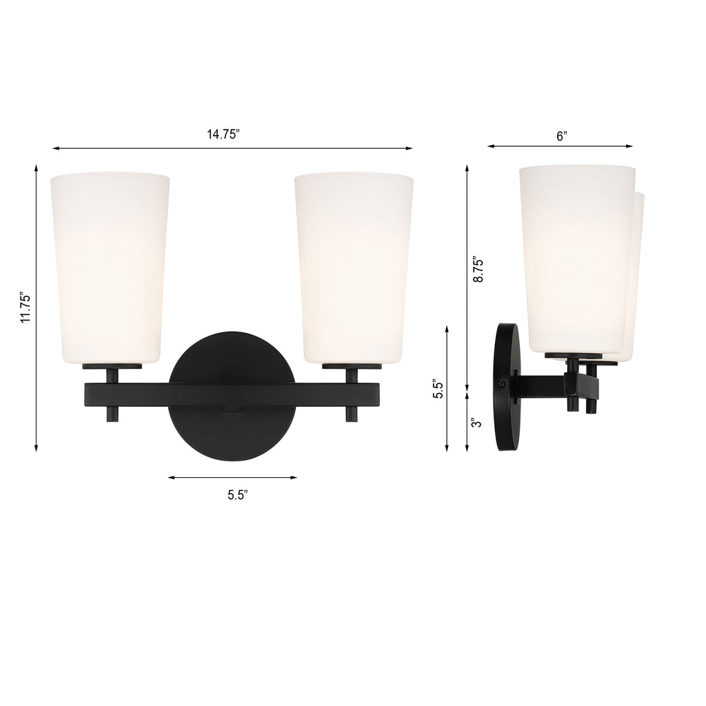 ##Antique Hardware## Colton 2 Light Black Bathroom Vanity