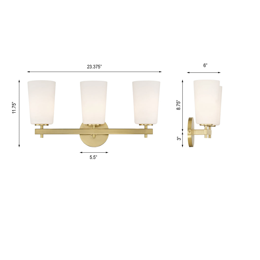 ##Antique Hardware## Colton 3 Light Aged Brass Bathroom Vanity