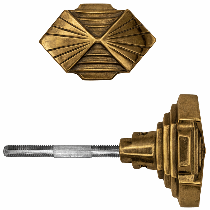Art Deco Fanfare Solid Brass Spare Door Knob Set (Several Finishes Available)