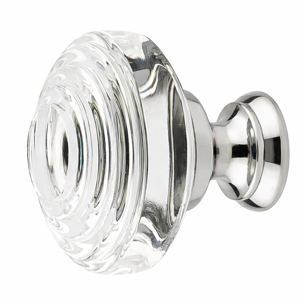 1 1/4 Inch Clear Crystal Glass Deco Cabinet & Furniture Knob