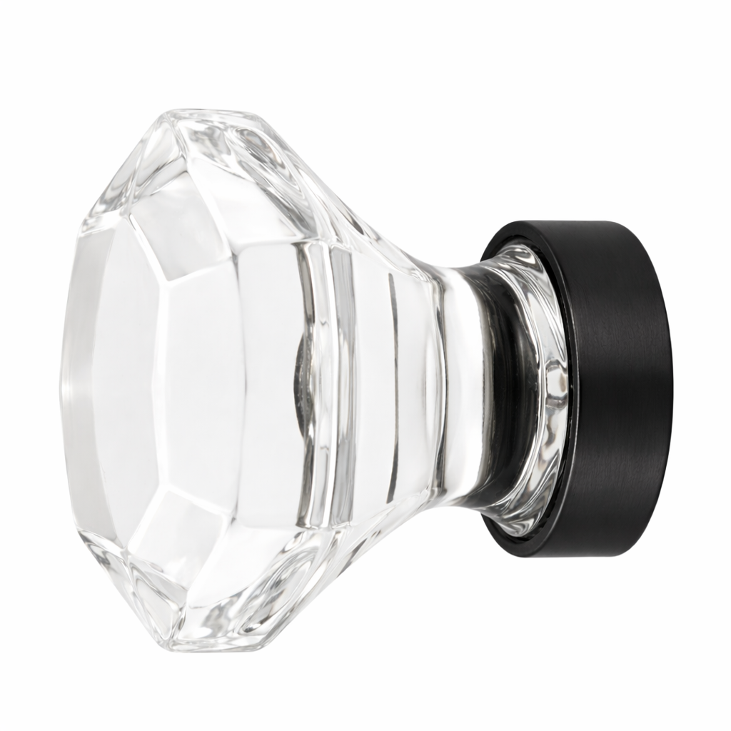 1 1/4 Inch Crystal Glass Old Town Clear Cabinet & Furniture Knob