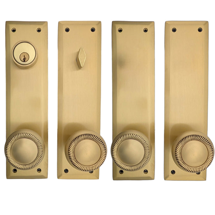 ##Antique Hardware## Quaker Style Double-Door Deadbolt Entryway Set (Several Knob & Finish Options)