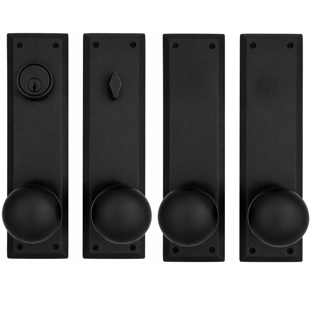 ##Antique Hardware## Quaker Style Double-Door Deadbolt Entryway Set (Several Knob & Finish Options)