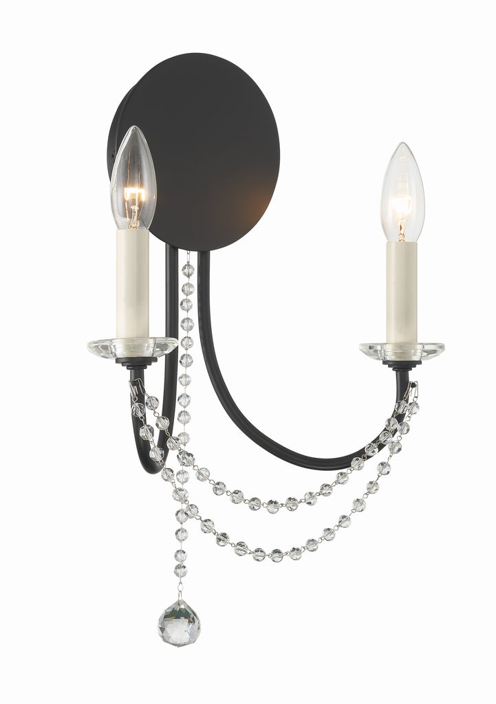 Antique Hardware Delilah 2 Light Matte Black Sconce Wall Sconce
