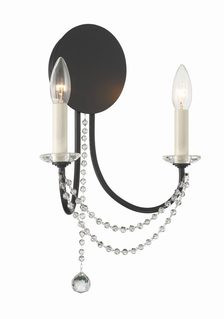 Antique Hardware Delilah 2 Light Matte Black Sconce Wall Sconce