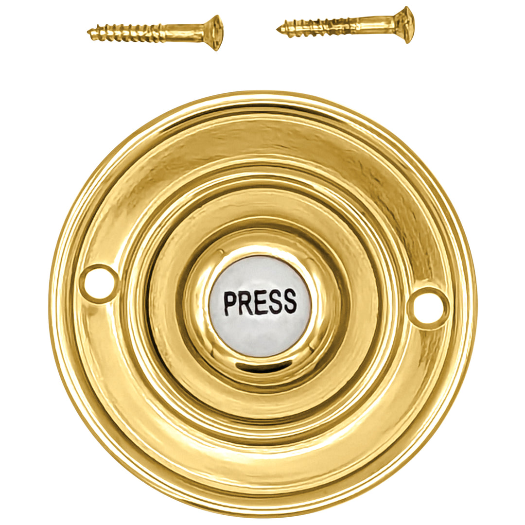 2 1/3 Inch Solid Brass Porcelain "Press" Doorbell Button (Several Finishes Available)