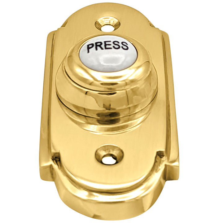 3 Inch Solid Brass Arched Porcelain "Press" Doorbell Button (Several Finishes Available)
