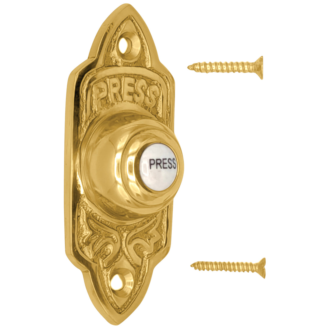 3 Inch Solid Brass Decorative Porcelain "Press" Doorbell Button (Several Finishes Available)