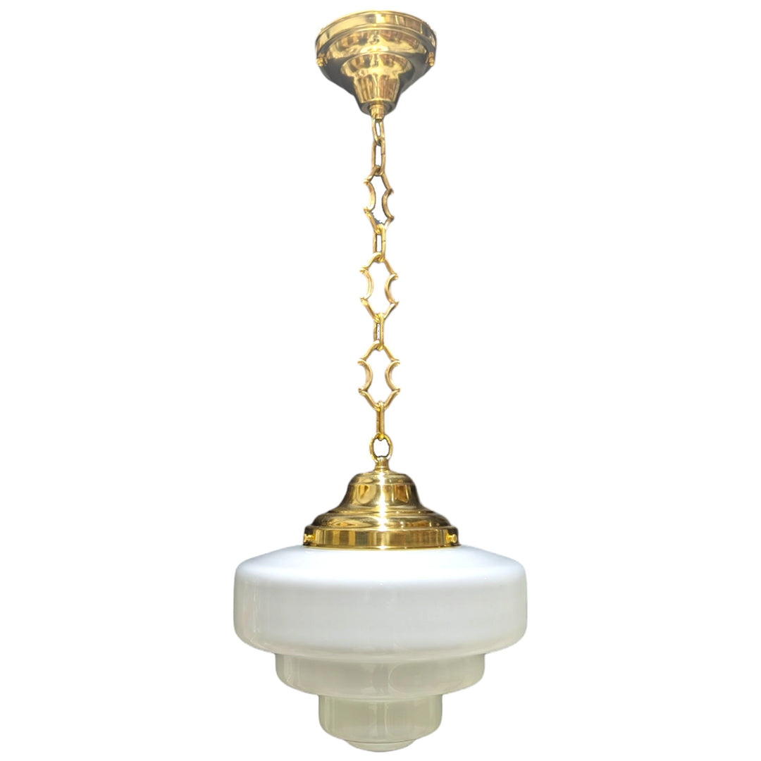 Antique Hardware 28 1/2 Inch Manhattan Skyscraper Nouveau Style Chain Light (Polished Brass Finish) 