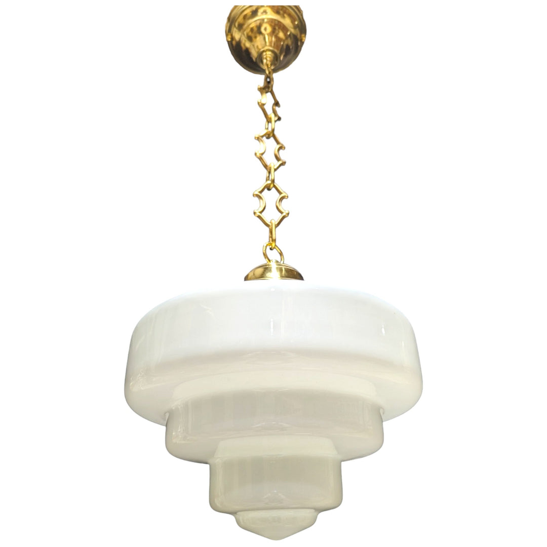 Antique Hardware 28 1/2 Inch Manhattan Skyscraper Nouveau Style Chain Light (Polished Brass Finish) 