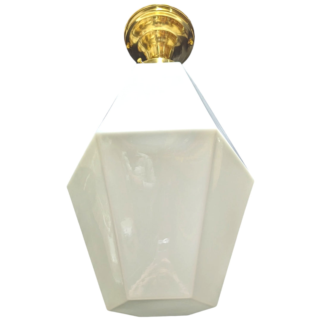 Antique Hardware 20 Inch Manhattan Skyscraper Prism Style Semi-Flush Mount Light (Polished Brass Finish) 