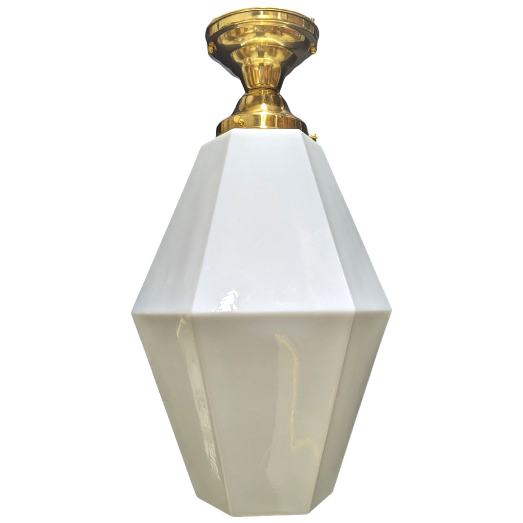 Antique Hardware 20 Inch Manhattan Skyscraper Prism Style Semi-Flush Mount Light (Polished Brass Finish) 