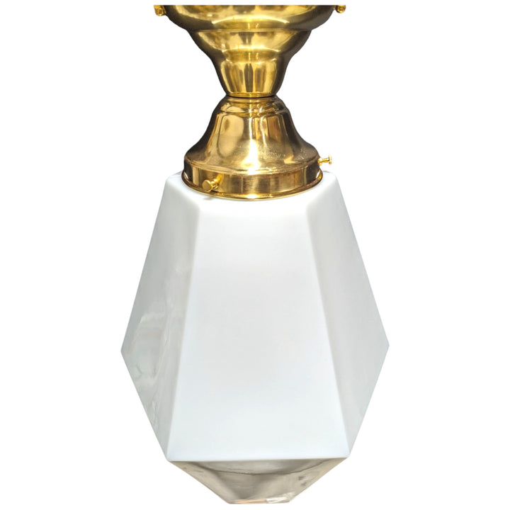 Antique Hardware 20 Inch Manhattan Skyscraper Prism Style Semi-Flush Mount Light (Polished Brass Finish) 