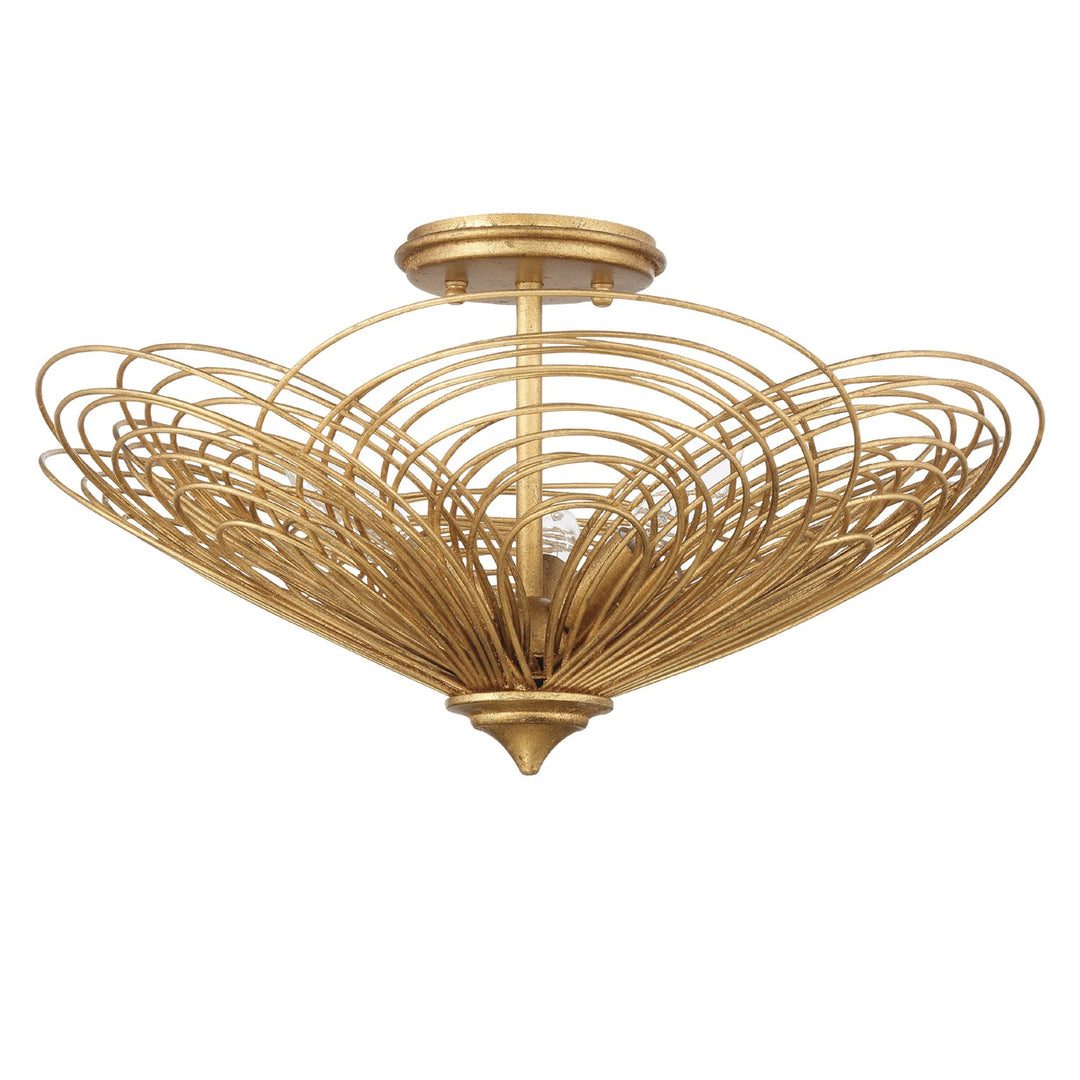 ##Antique Hardware## Doral 3 Light Renaissance Gold Semi Flush Mount