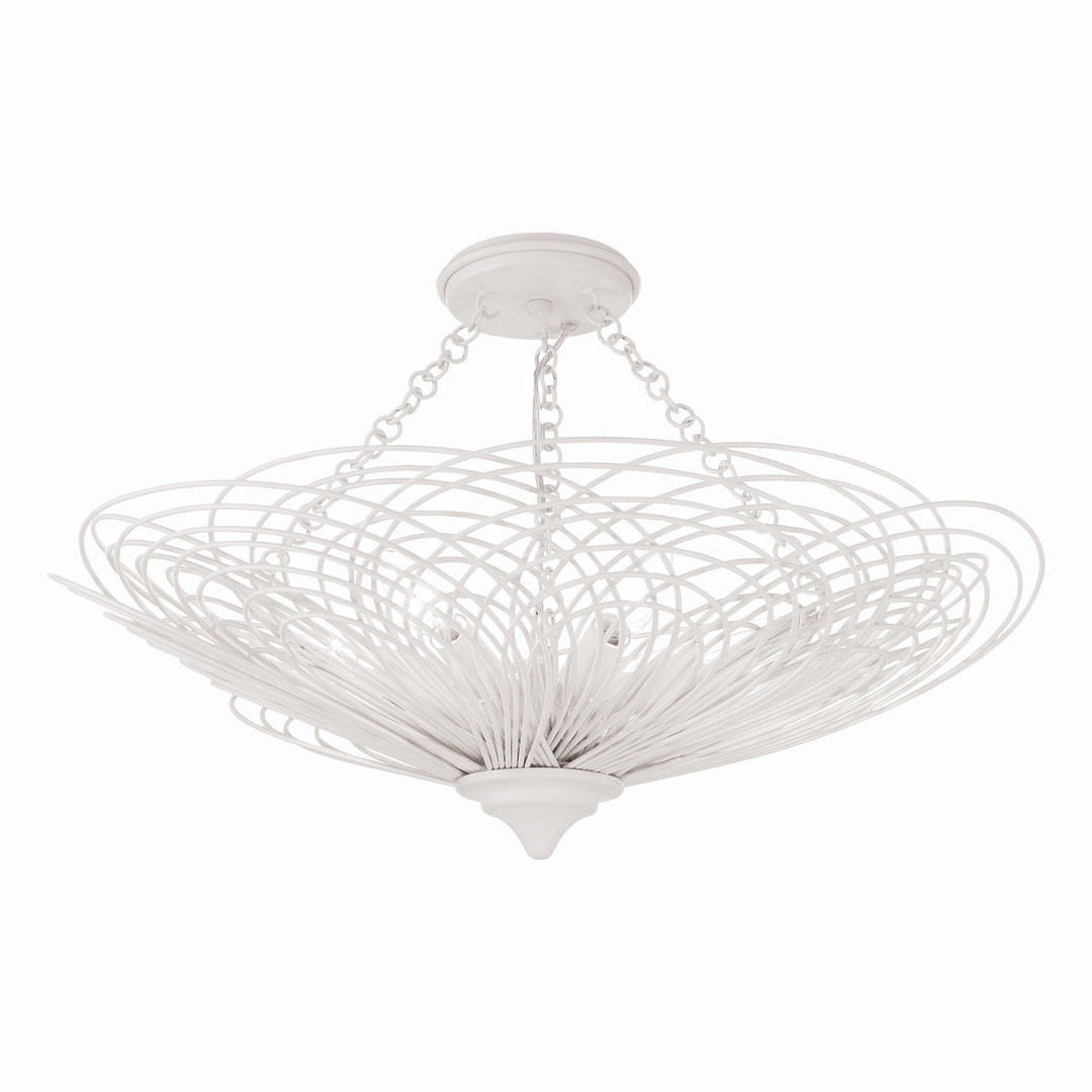 ##Antique Hardware## Doral 6 Light Matte White Semi Flush Mount